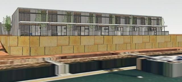 Line of modular units on site